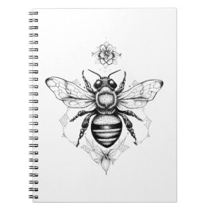 Bee Wild Animal Natuur Illustratie Art Tattoo Notitieboek