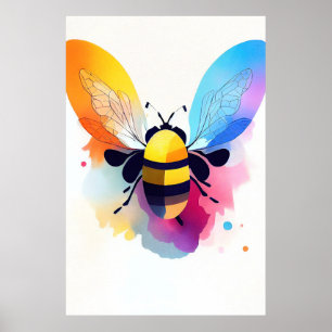 Bee Wild Natuur Dierlijke Kleur Art Schilderij Poster