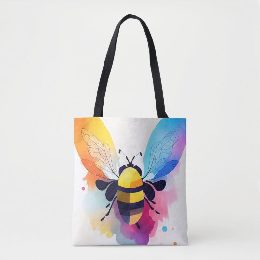 Bee Wild Natuur Dierlijke Kleur Art Schilderij Tote Bag (Voorkant)