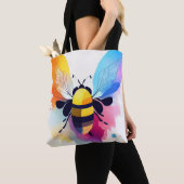 Bee Wild Natuur Dierlijke Kleur Art Schilderij Tote Bag (Dichtbij)