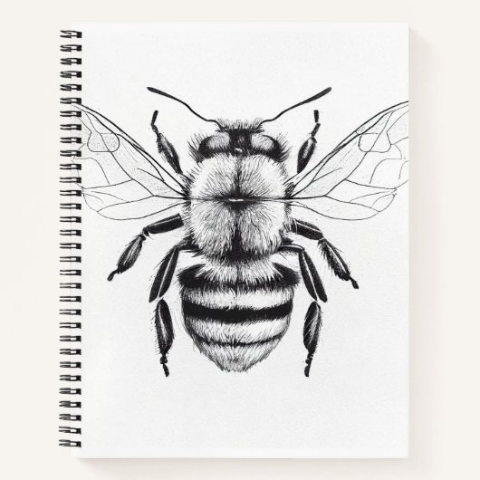 Bee Wilde Natuur Dierlijke Illustratie Kunst Teken Notitieboek (Voorkant)