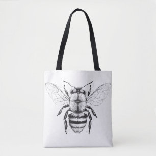 Bee Wilde Natuur Dierlijke Illustratie Kunst Teken Tote Bag