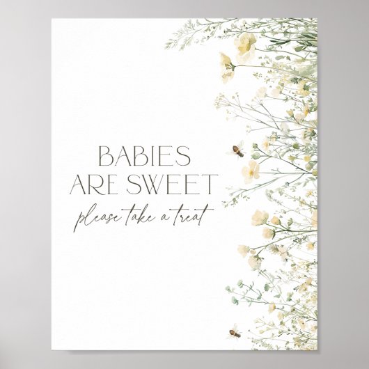 Bee Wildflower Baby shower Baby's zijn Sweet Sign Poster (Voorkant)
