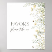 Bee Wildflower Baby shower Favors Sign Poster (Voorkant)