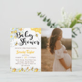 Bee Wildflower Baby shower Foto Kaart (Staand voorkant)
