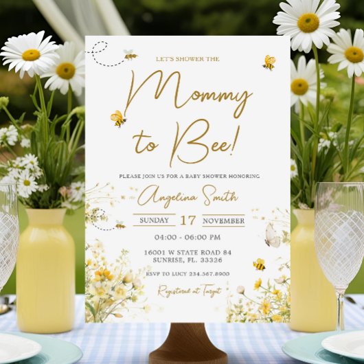 Bee Wildflower Mama naar Bee Baby shower Kaart