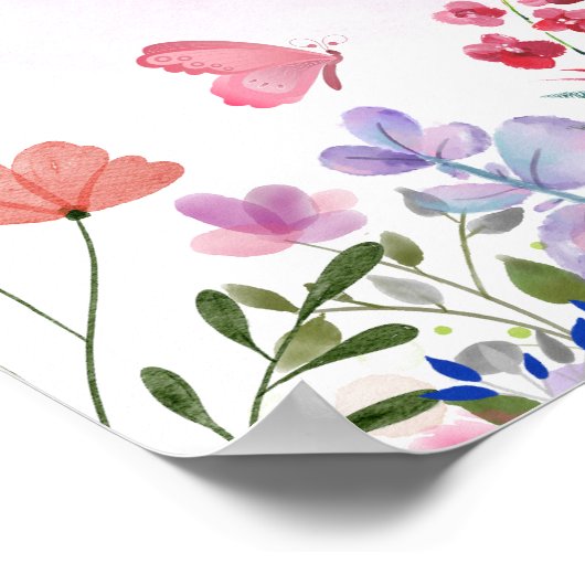 Bee Wildflower Onederful 1e Verjaardag Welkom Poster (Hoek)