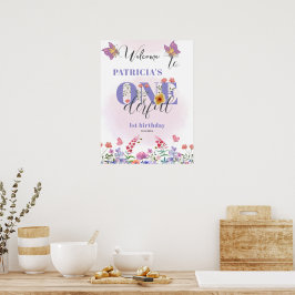 Bee Wildflower Onederful 1e Verjaardag Welkom Poster