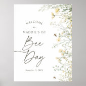 Bee Wildflower Verjaardag Welkomstbord Poster (Voorkant)