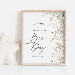 Bee Wildflower Verjaardag Welkomstbord Poster