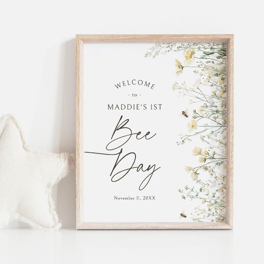 Bee Wildflower Verjaardag Welkomstbord Poster