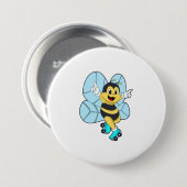 Bee with Roller skates Ronde Button 7,6 Cm (Voorkant /achterkant)