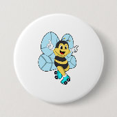 Bee with Roller skates Ronde Button 7,6 Cm (Voorkant)