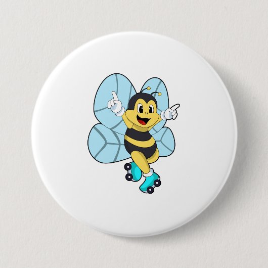 Bee with Roller skates Ronde Button 7,6 Cm (Voorkant)