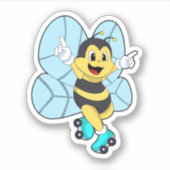 Bee with Roller skates Sticker (Voorkant)