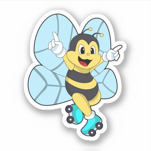 Bee with Roller skates Sticker (Voorkant)