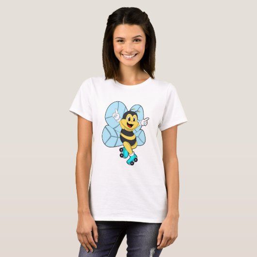 Bee with Roller skates T-shirt (Voorkant volledig)