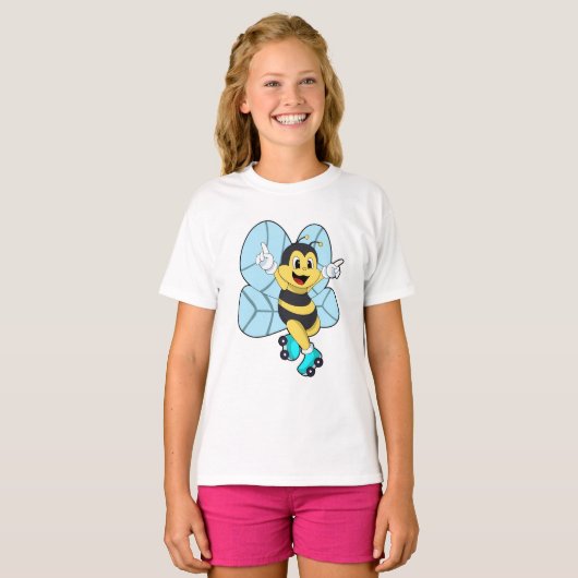 Bee with Roller skates T-shirt (Voorkant volledig)