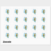 Bee with Roller skates Vierkante Sticker (Vel)