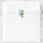 Bee with Roller skates Vierkante Sticker (Tas)
