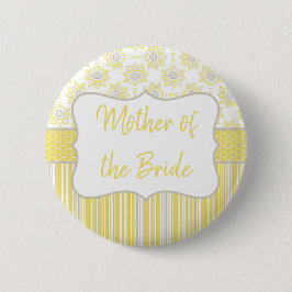 Bee Yellow and Grey Geometric Moeder van de Bride Ronde Button 5,7 Cm