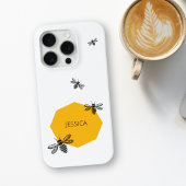 Bee Yellow Custom Name Modern Honingraat Zomer Case-Mate iPhone Case