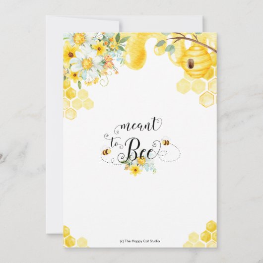 Bee Yellow Floral Honey Bees Verloving Kaart (Achterkant)