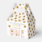 Bee Yellow & Roze Floral ONE Baby's 1ste verjaarda Bedankdoosjes (Achterkant)