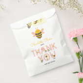 Bee Yellow & Roze Floral ONE Baby's 1ste verjaarda Bedankzakje (Gezegeld)