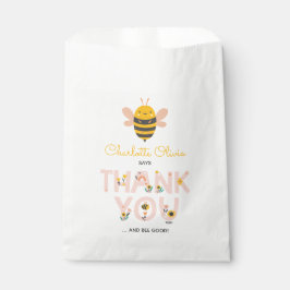 Bee Yellow & Roze Floral ONE Baby's 1ste verjaarda Bedankzakje