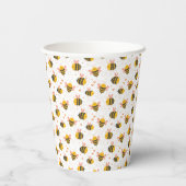 Bee Yellow & Roze Floral ONE Baby's 1ste verjaarda Papieren Bekers (Achterkant)