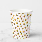 Bee Yellow & Roze Floral ONE Baby's 1ste verjaarda Papieren Bekers (Rechts)