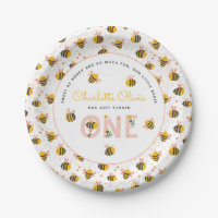 Bee Yellow & Roze Floral ONE Baby's 1ste verjaarda
