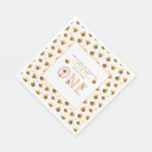 Bee Yellow & Roze Floral ONE Baby's 1ste verjaarda Servet (Hoek)