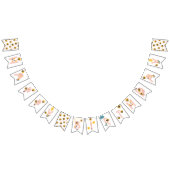 Bee Yellow & Roze Floral ONE Baby's 1ste verjaarda Vlaggetjes (Alle)