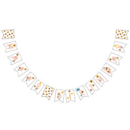 Bee Yellow & Roze Floral ONE Baby's 1ste verjaarda Vlaggetjes