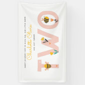 Bee Yellow & Roze Floral TWEE Baby's tweede verjaa Spandoek (Verticaal)