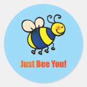 Bee you Happy Cartoon Bee Ronde Sticker (Voorkant)
