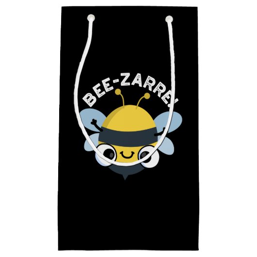 Bee-zarre Funny Bizarre Bee Pun Dark BG Klein Cadeauzakje (Voorkant)
