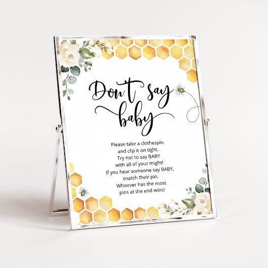 Bee zegt geen baby baby shower game poster