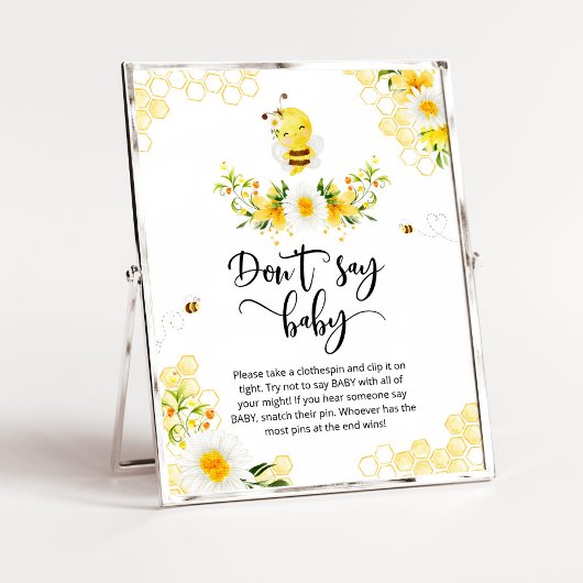 Bee zegt geen baby baby shower game poster