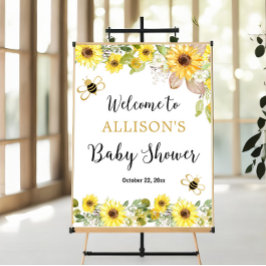 Bee zonnebloemen geel baby shower Welkomstbord Poster