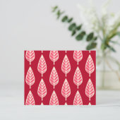 Beech blad patroon - Robijnrood en crème Briefkaart (Staand voorkant)