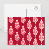 Beech blad patroon - Robijnrood en crème Briefkaart (Voorkant / Achterkant)