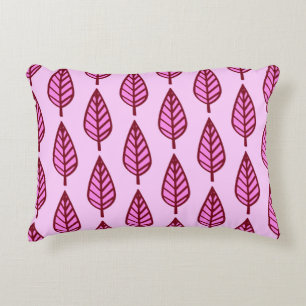 Beech blad patroon - roze en bordeauxrood accent kussen