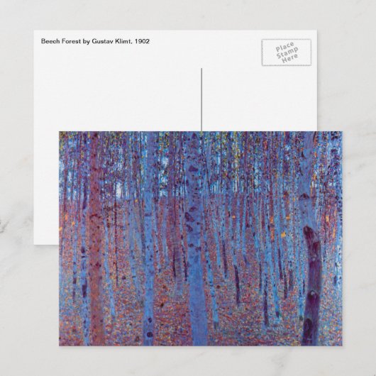 Beech Forest van Gustav Klimt,  Art Nouveau Briefkaart (Voorkant / Achterkant)