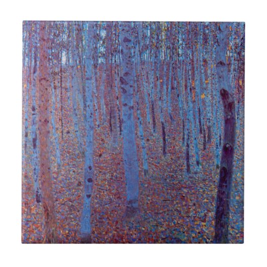 Beech Forest van Gustav Klimt,  Art Nouveau Tegeltje (Voorkant)