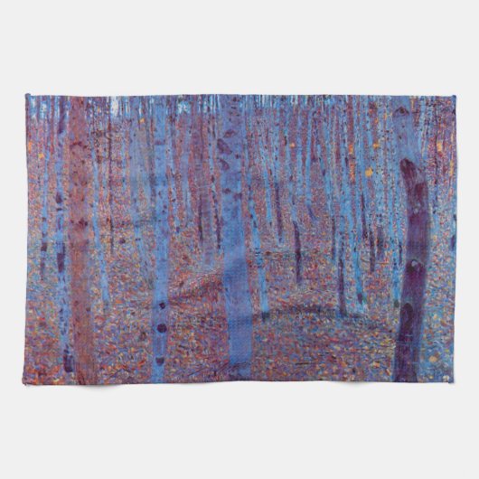 Beech Forest van Gustav Klimt,  Art Nouveau Theedoek (Horizontaal)