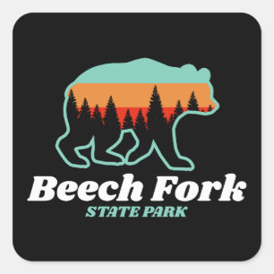 Beech Fork State Park WV Beer Retro Vintage Vierkante Sticker