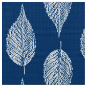 Beech Leaf Chalk Print, Cobalt Blue en White Stof (Close Up)